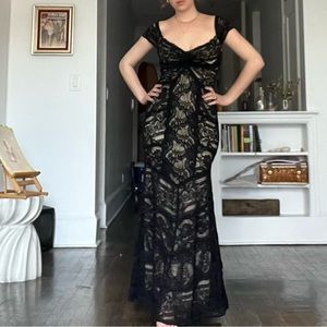 Nicole Miller Black Lace Maxi Dress